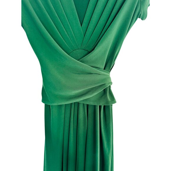 Michael Kors 10 Green Pleated V-Neck Wrap Maxi Dress - Picture 1 of 16